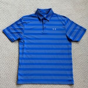 Under Armour Men's Striped Polo in Blue and Gray